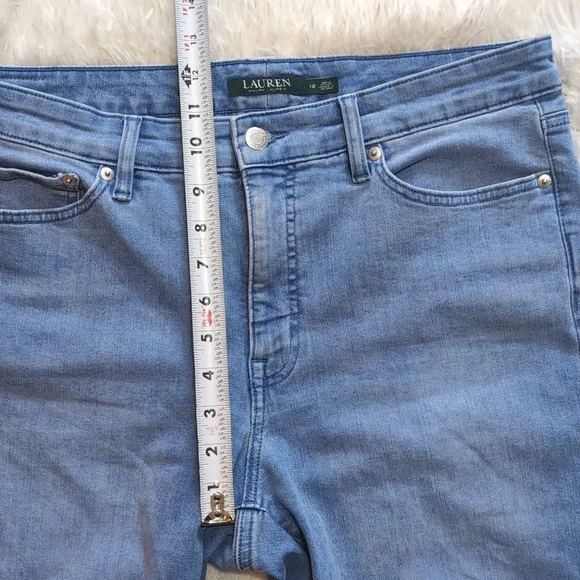 Lauren Ralph Lauren Blue Embroidered Straight Crop Jeans Size 12 - Picture 12 of 13